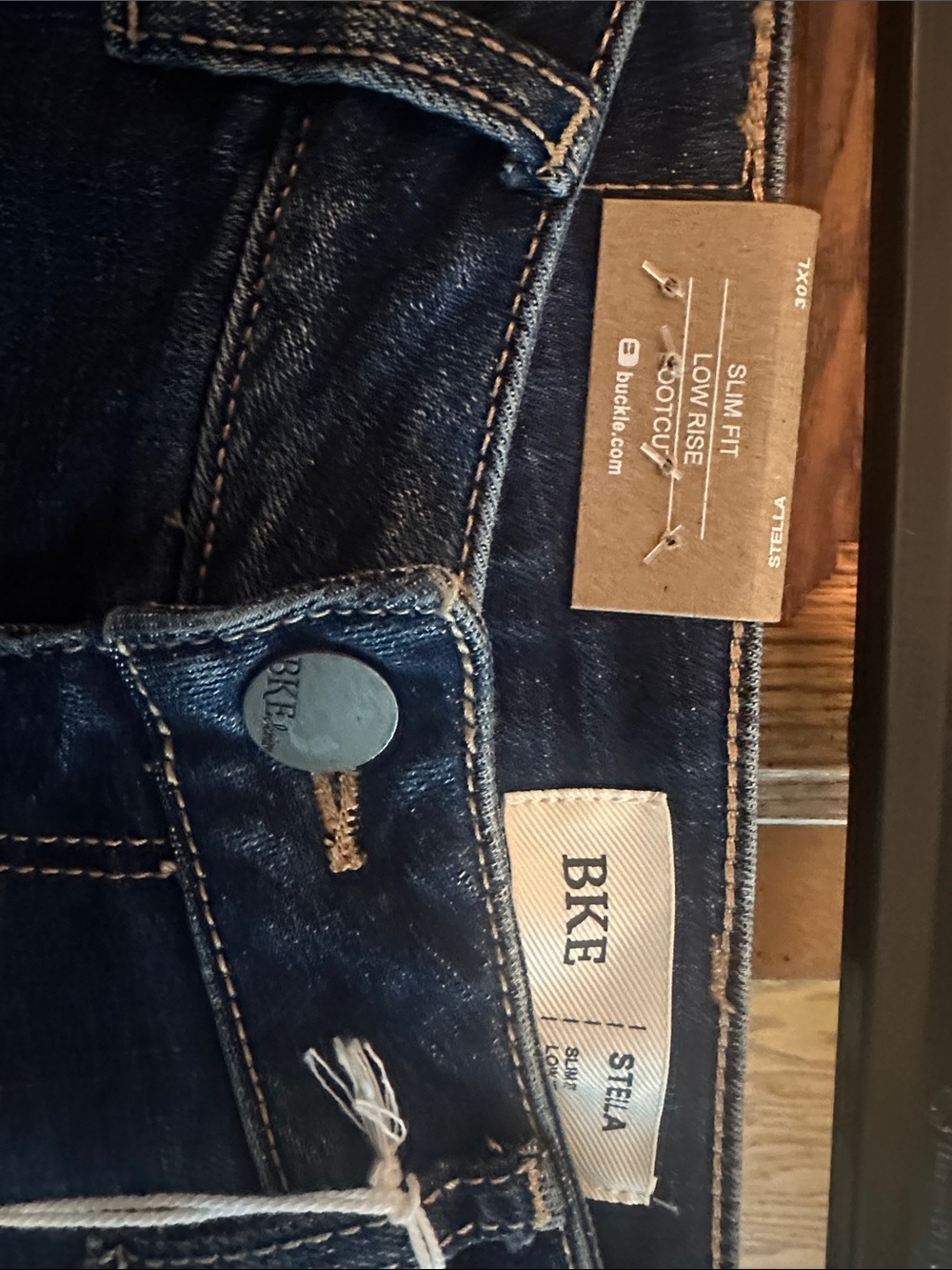 BKE Dark Blue Distressed Flare Jeans